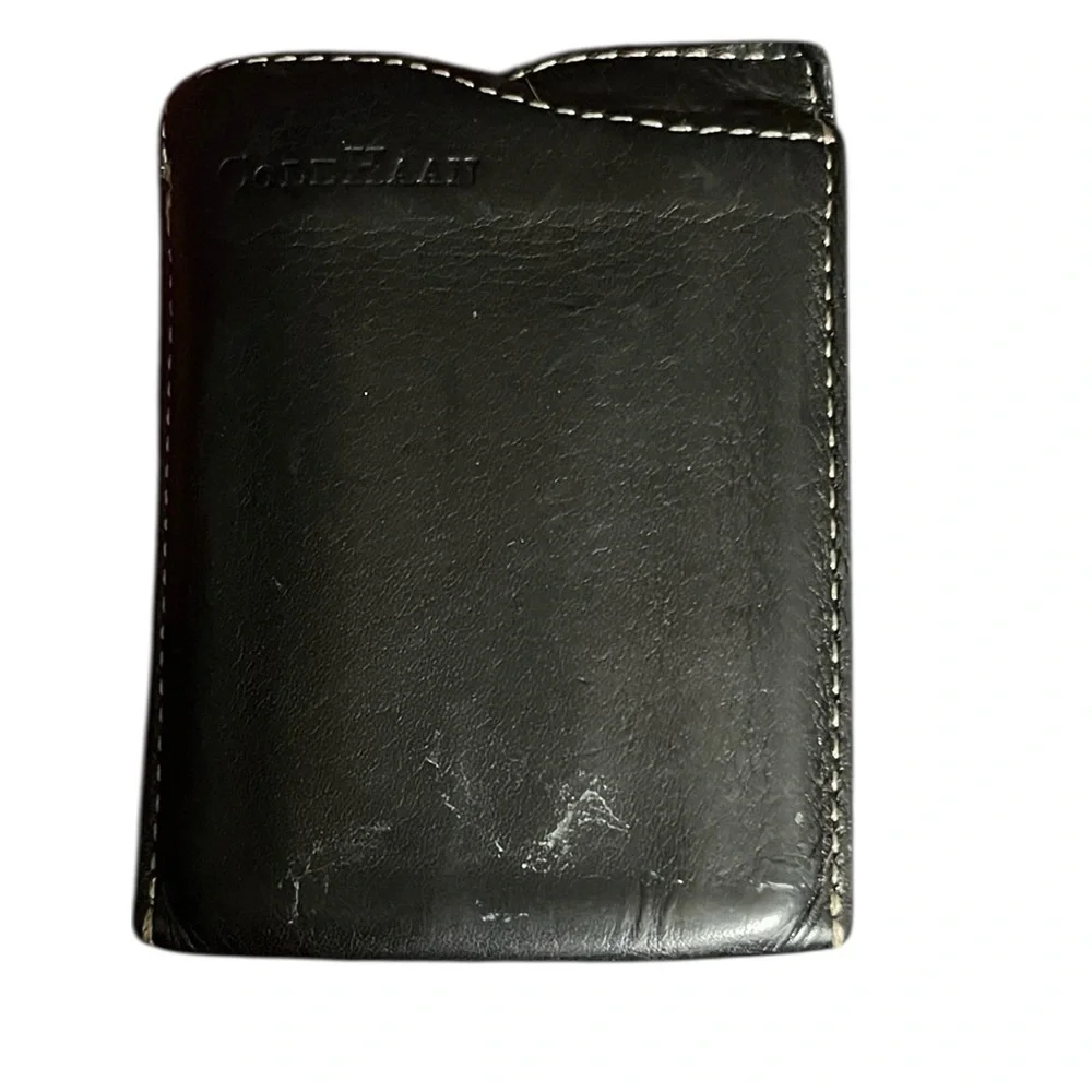 Cole Haan black leather money clip with card & cash slot